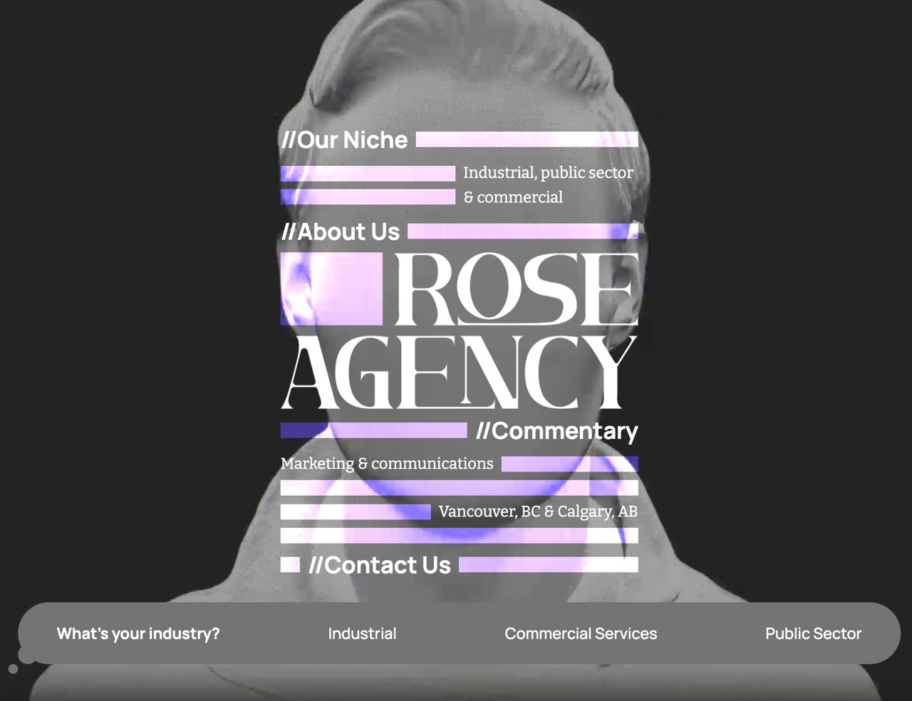 Hero screenshot of the Rose Agency website