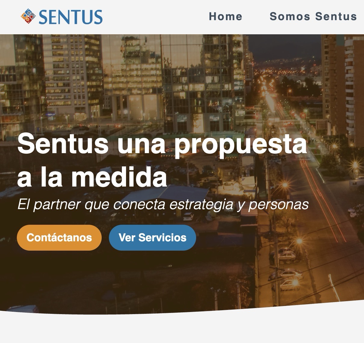 Hero screenshot of the Sentus website